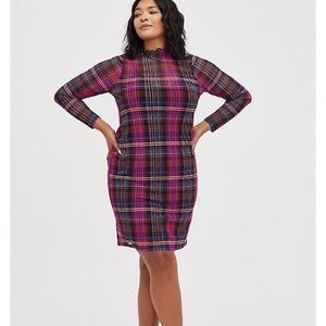 Torrid Unlined Mesh Plaid Pink mini-dress Size 14 1X